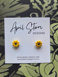 Polymer clay plant earrings sunflower studs 10mm