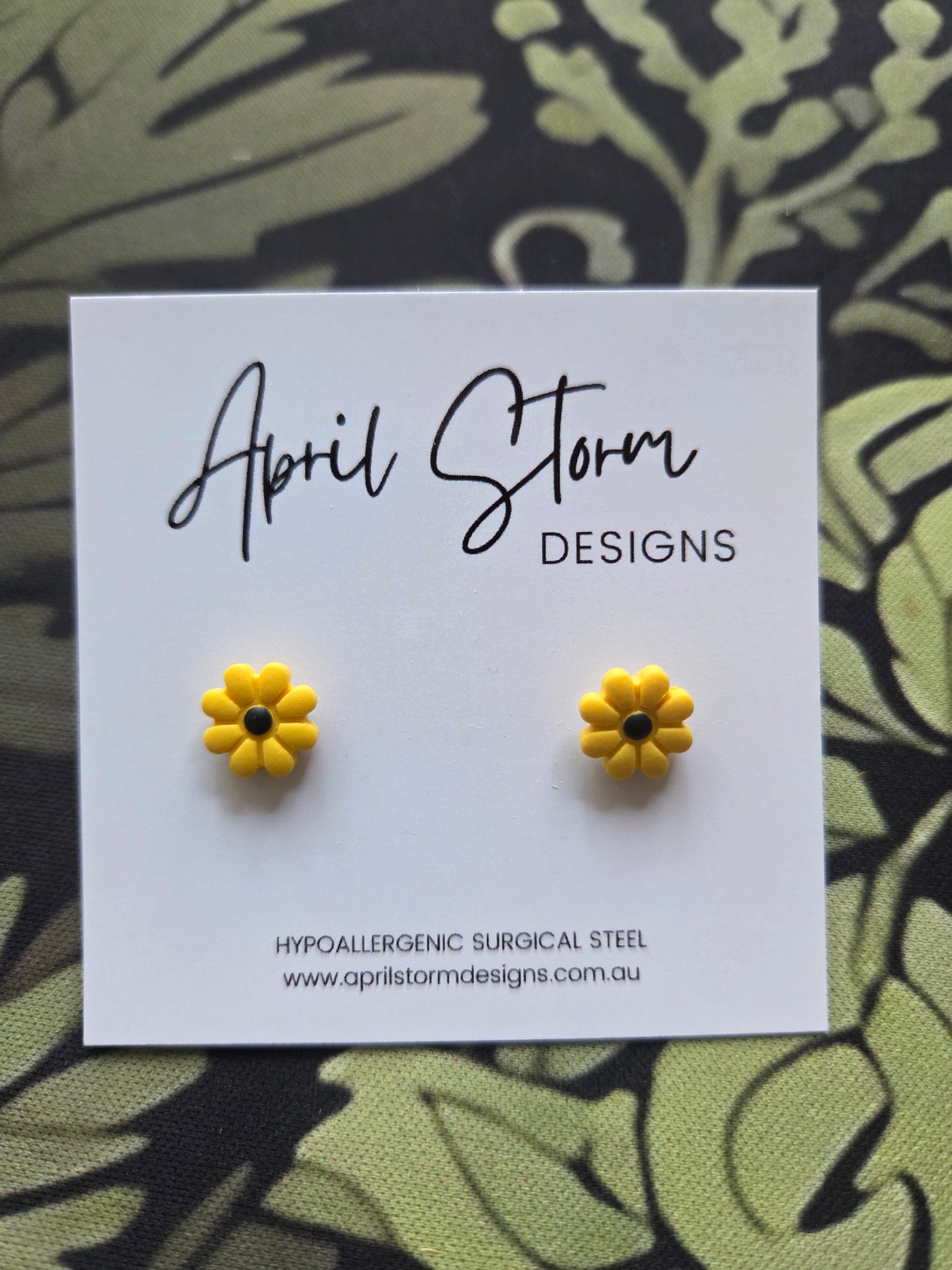 Polymer clay plant earrings sunflower studs 10mm