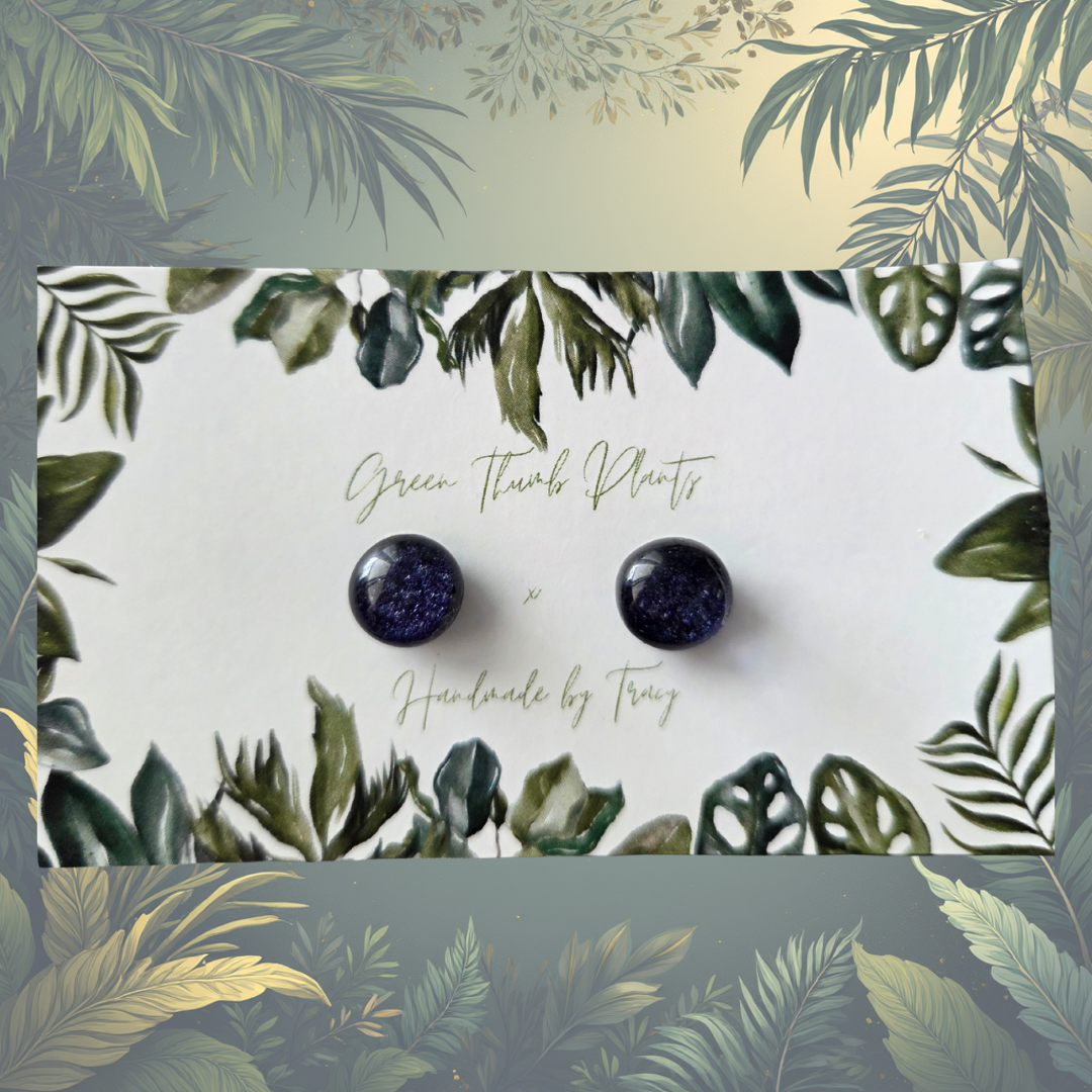 Dichroic glass earring studs - Deep Galaxy Purple