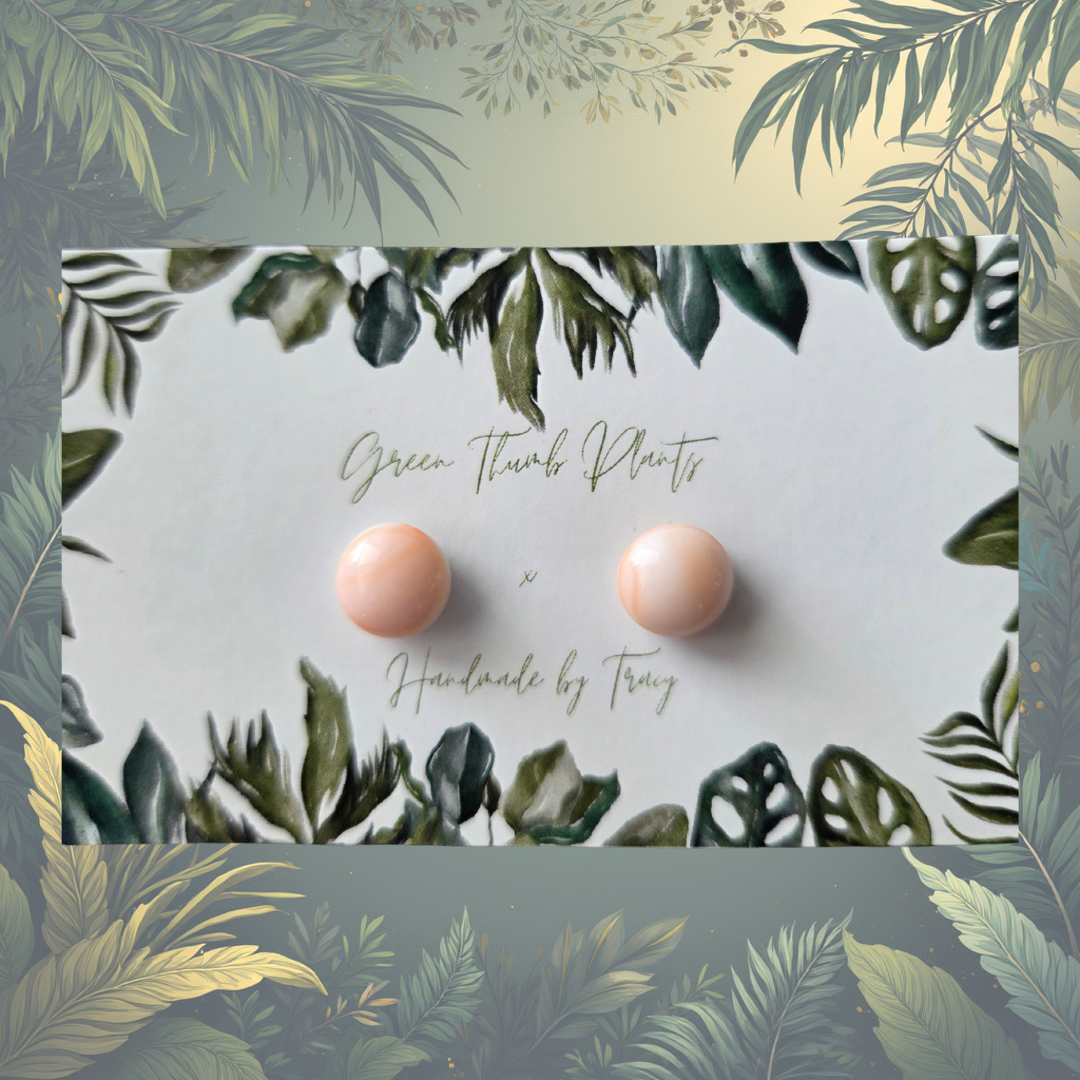 Glass earring studs - Orange Milky Plum