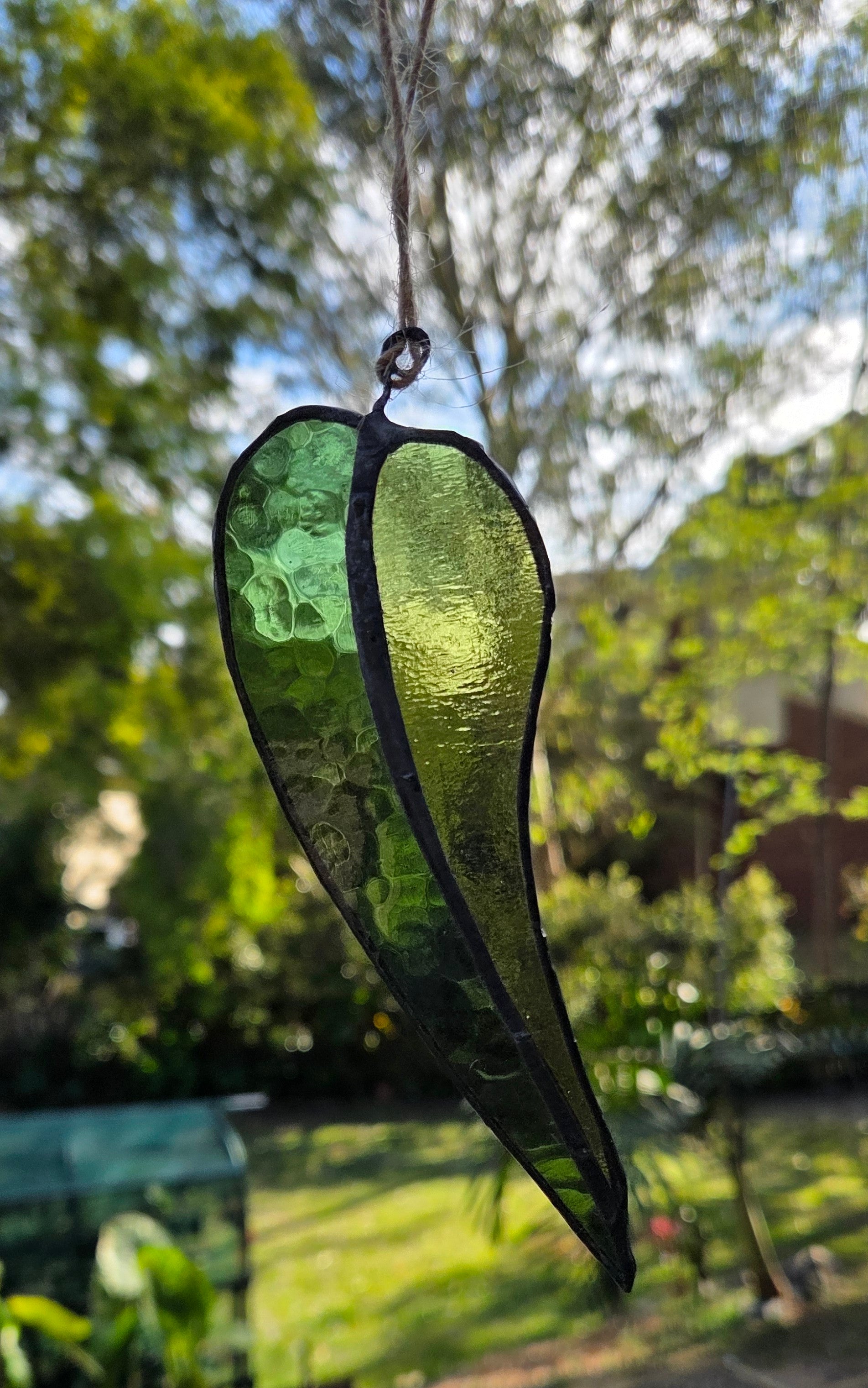 Handcrafted leadlight glass gum leaf 🍃