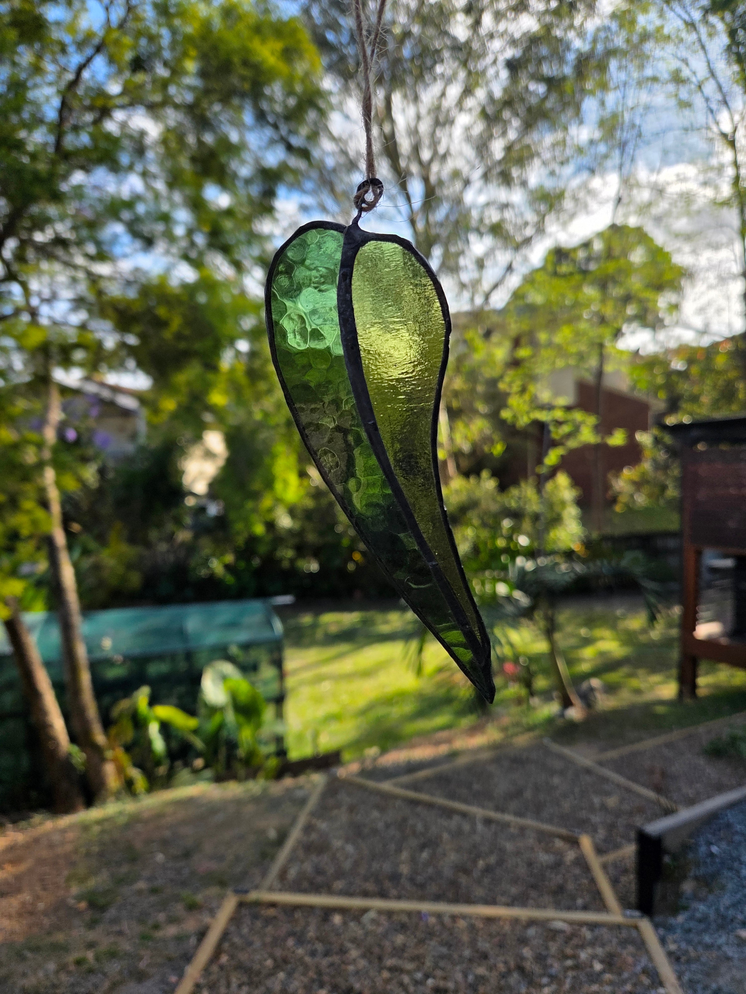 Handcrafted leadlight glass gum leaf 🍃
